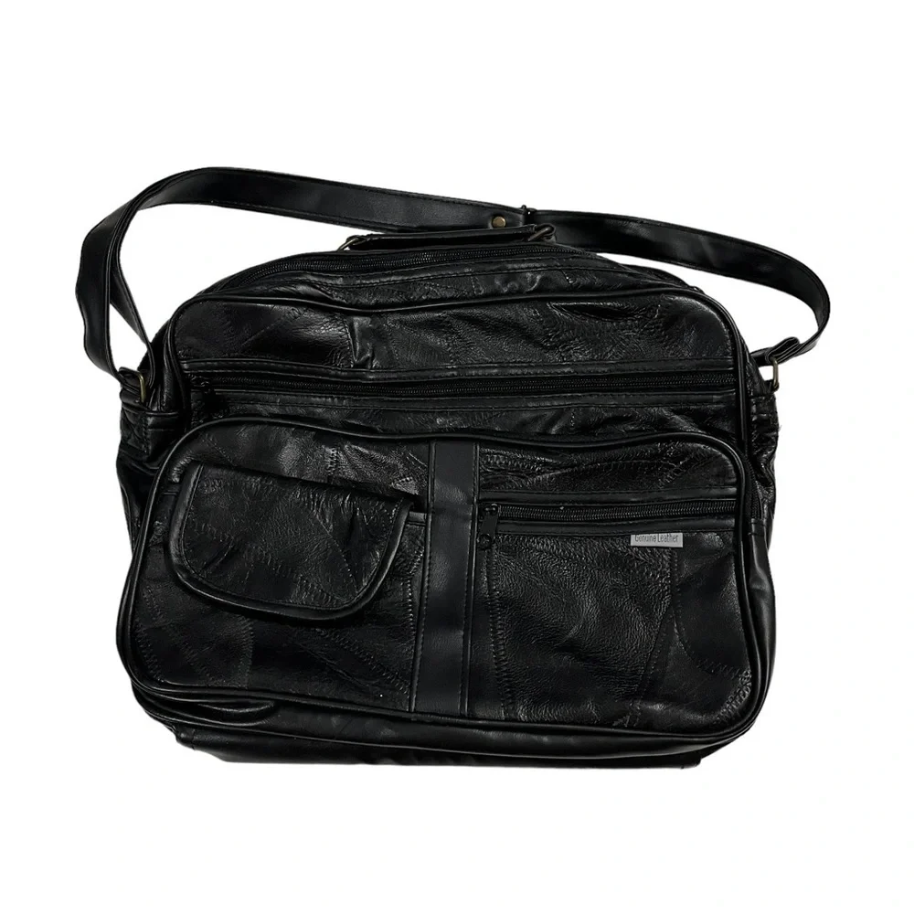 Unbranded Black 100% Genuine Leather Laptop Ipad Bag 13x11